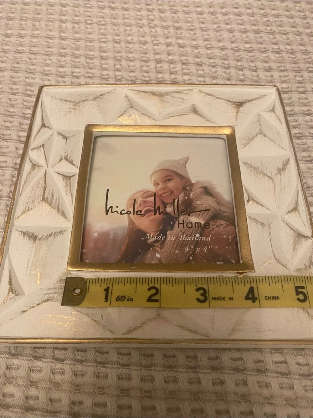 Nicole Miller 7 X 7 Frame with 4” X 4” Opening Like New! Gold Accents
